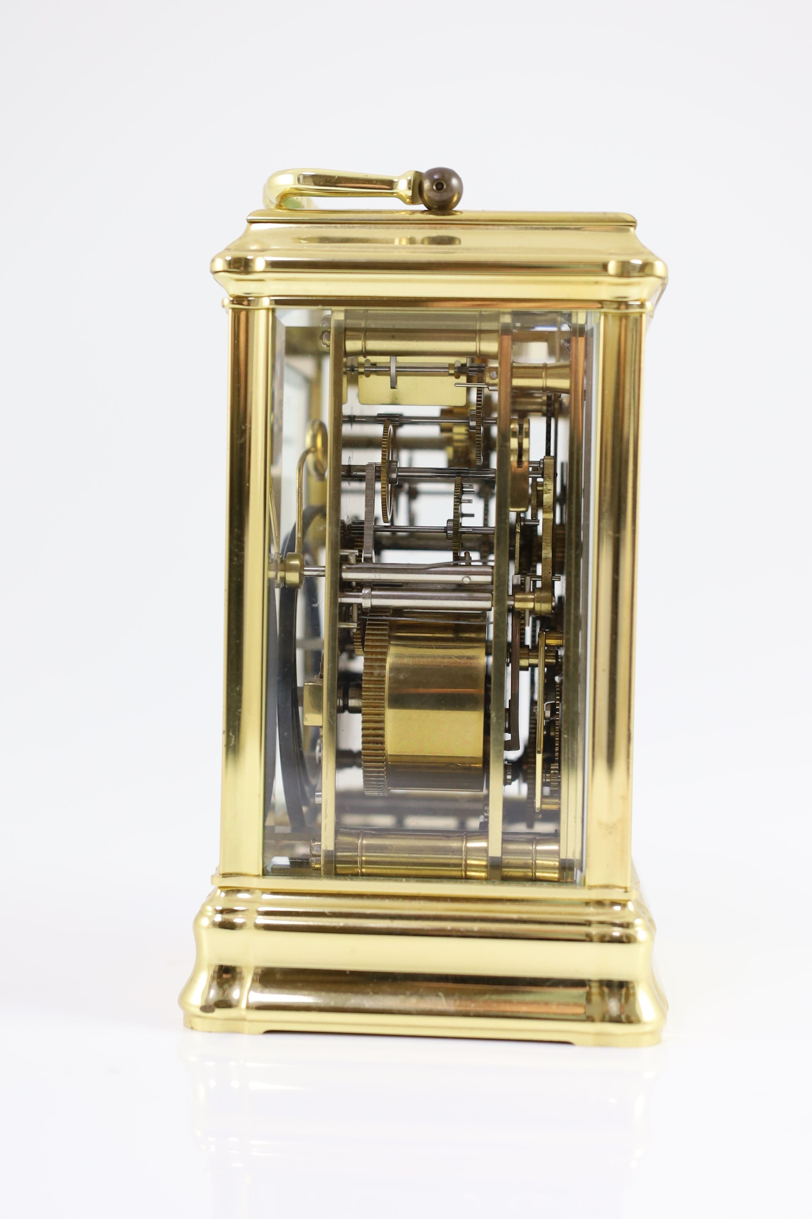 A L'Epée hour repeating brass carriage clock, width 9.5cm depth 8.5cm height 15.5cm